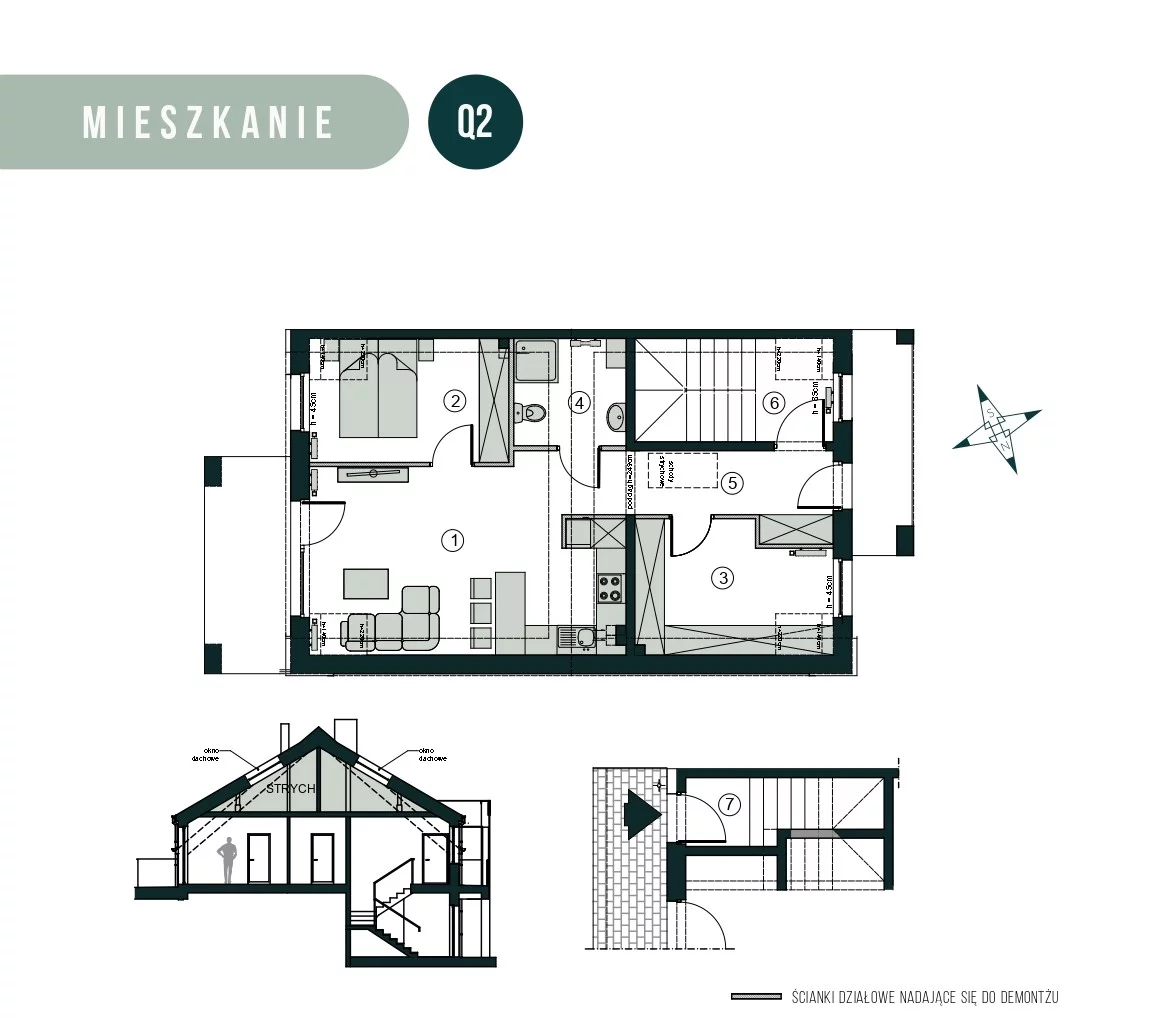 Mieszkanie 66,43 m², piętro 1, oferta nr Q2, Aleja Wiśniowa Pogórze, Pogórze, ul. Feliksa Dorsza